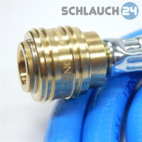 Druckluftschlauch Soft Blau Meterware Set mit Anschl&uuml;ssen 6 mm 2,5 m