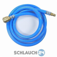 Druckluftschlauch Soft Blau Meterware Set mit Anschl&uuml;ssen 6 mm 5 m