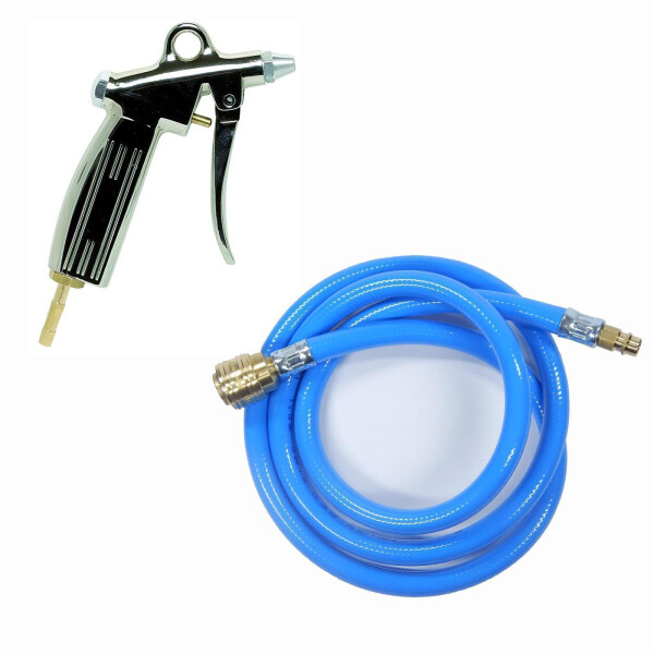 Druckluftschlauch Soft Blau Meterware Set mit Anschlüssen und Druckluftpistole